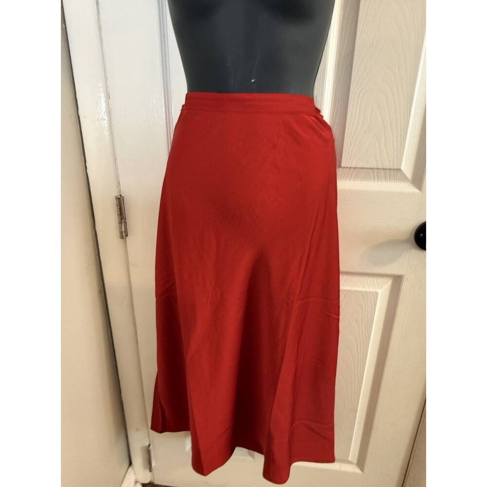 J. Crew  Outlet Red Satin Finish Maxi Slip Skirt Women's Size XL Pull on NWT